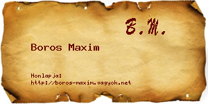 Boros Maxim névjegykártya